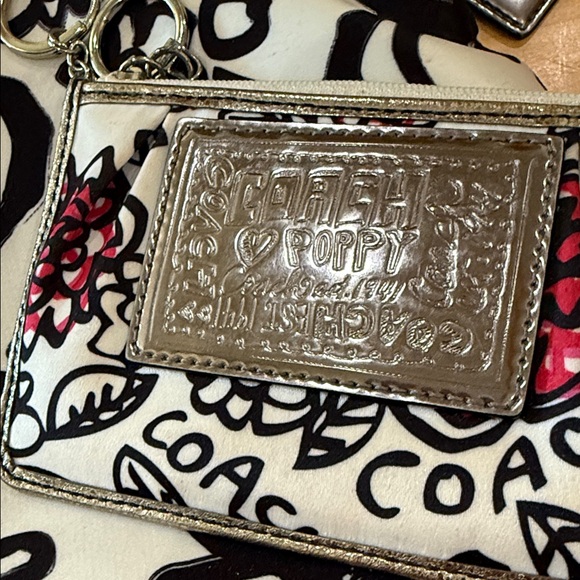 Coach Y2K Black, White, and Hot Pink Satin Graffiti Shoulder/ Crossbody Bag - Picture 3 of 5